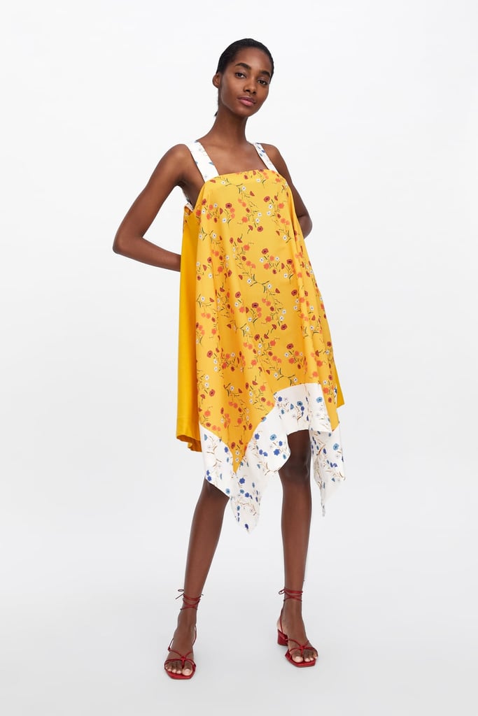 zara yellow floral print dress