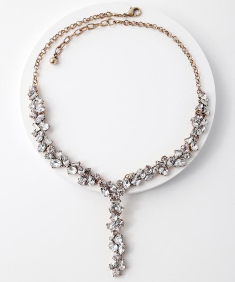 Lulus Get Your Glam On Rhinestone Drop Necklace