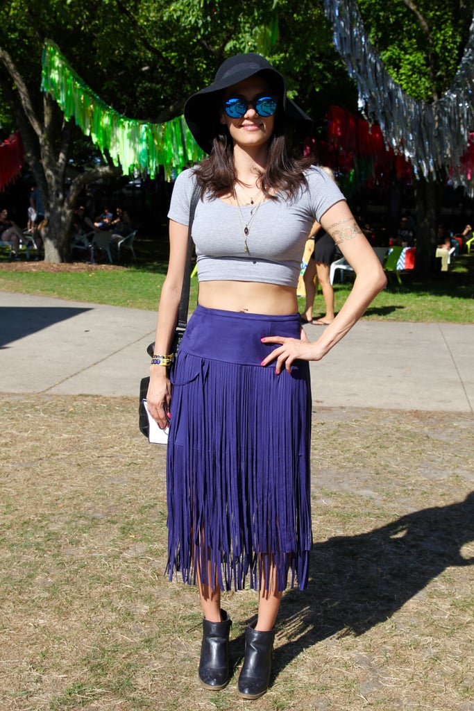 We couldn't believe this music fan found her on-trend full-fringe skirt from Forever 21.