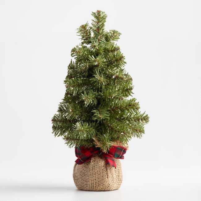 Glittered Faux Tree With Burlap Base