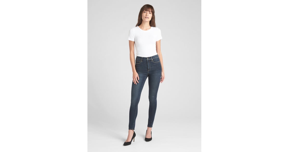 soft wear high rise true skinny jeans with secret smoothing pockets