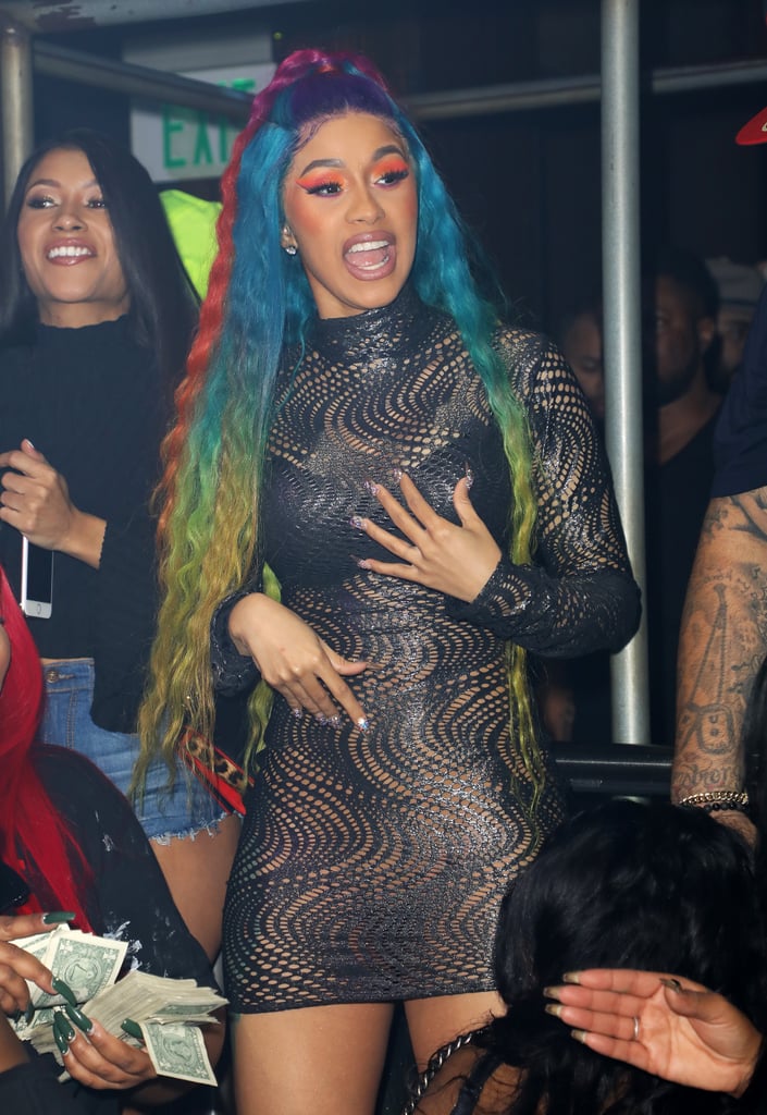 Cardi B Rainbow Hair December 2018