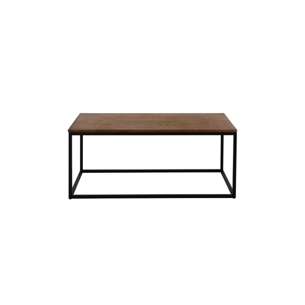 StyleWell Donnelly Rectangular Black Metal Coffee Table with Haze Wood Finish