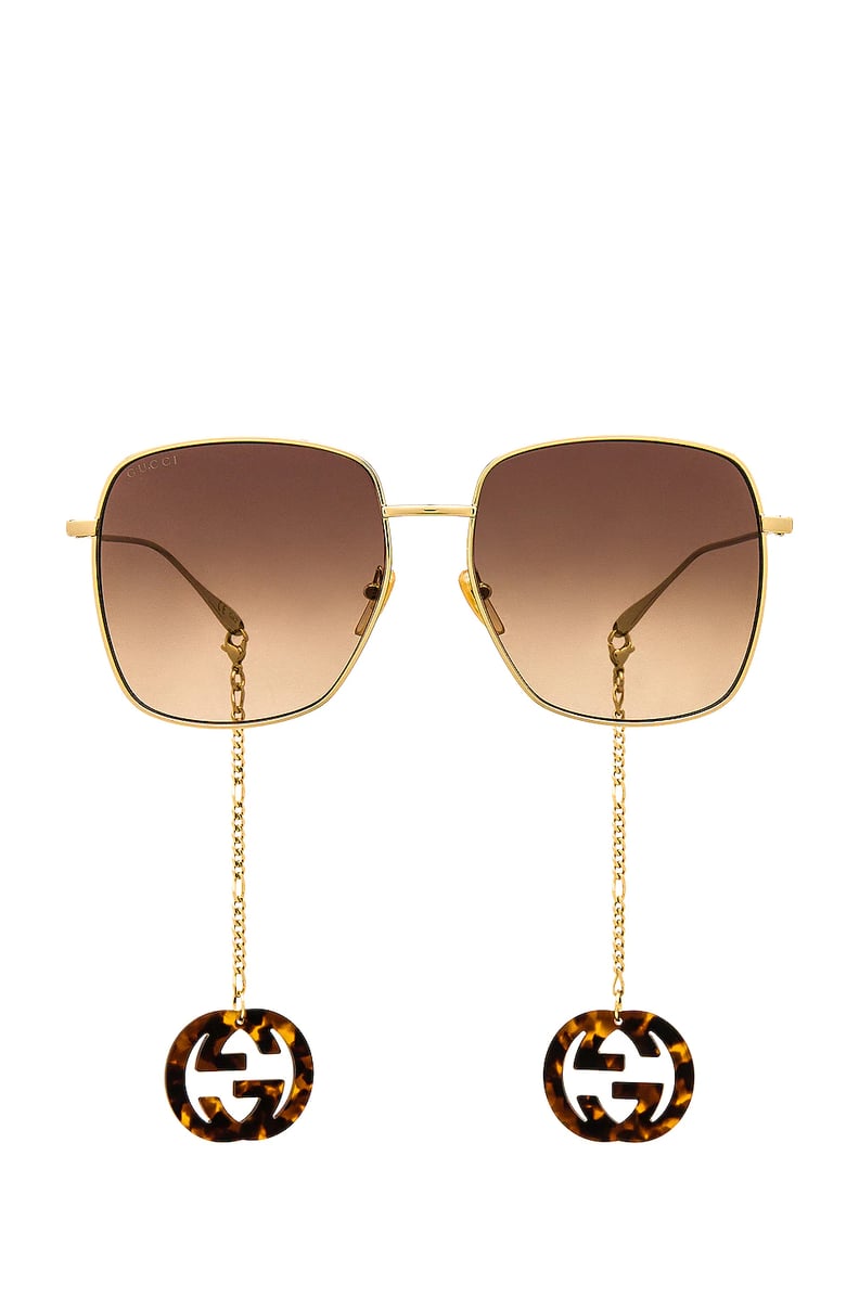 Best Designer Eyeglass Chain: Gucci Chain Logo in Gold & Brown
