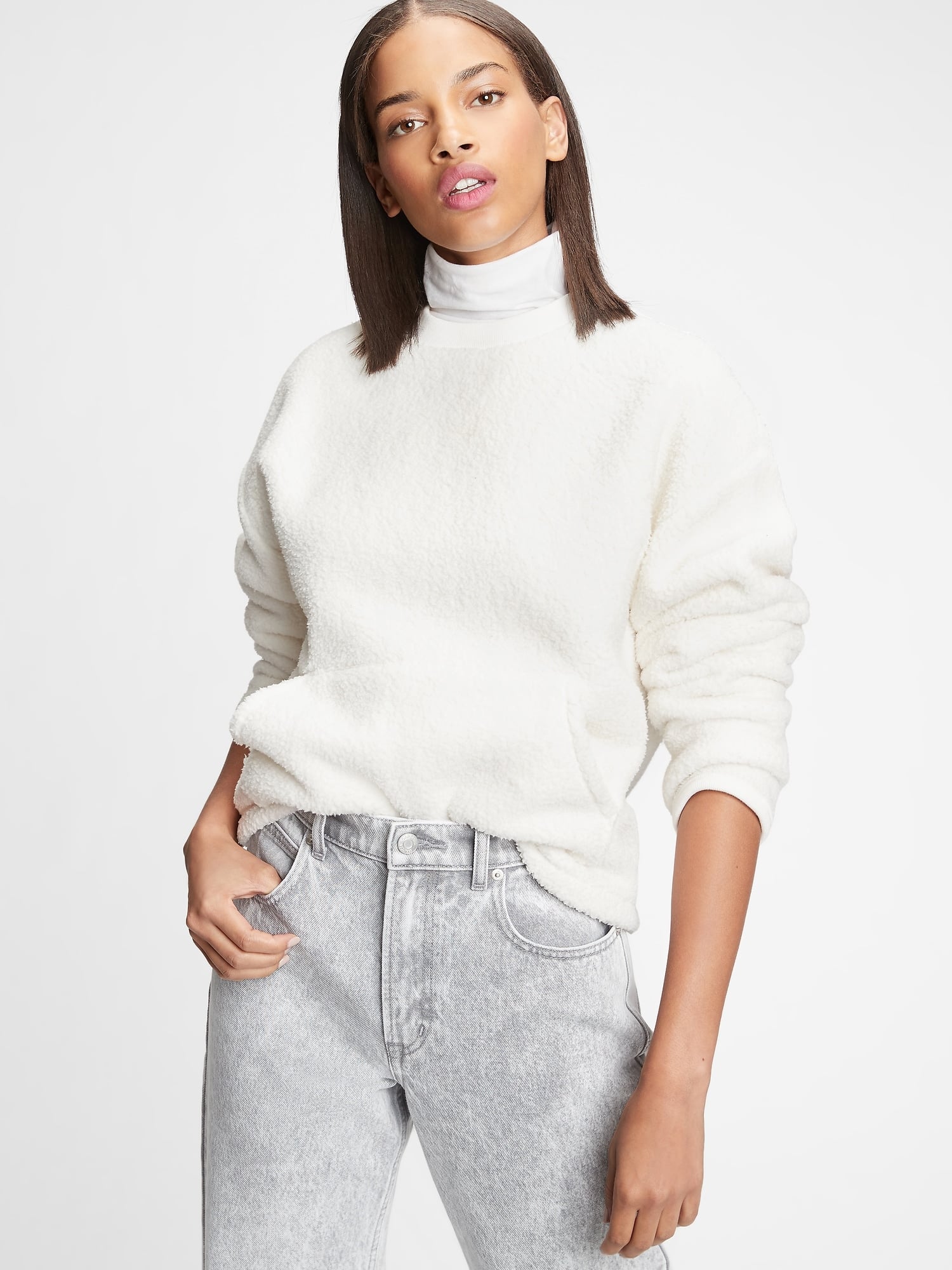 sherpa crewneck sweatshirt gap