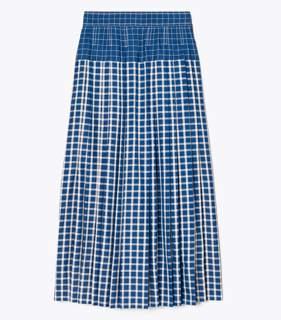Tory Burch Picnic Plaid Silk Pleated Skirt