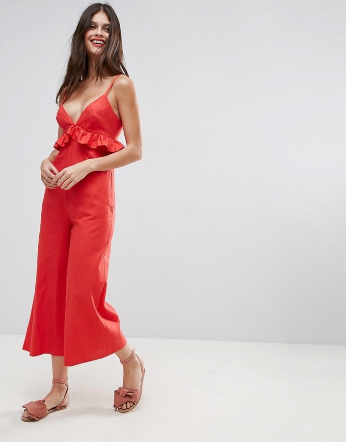 ASOS Linen Ruffle Cami Jumpsuit