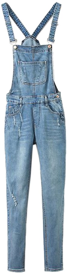 Choies Light Blue Pocket Ripped Denim Overalls ($48)