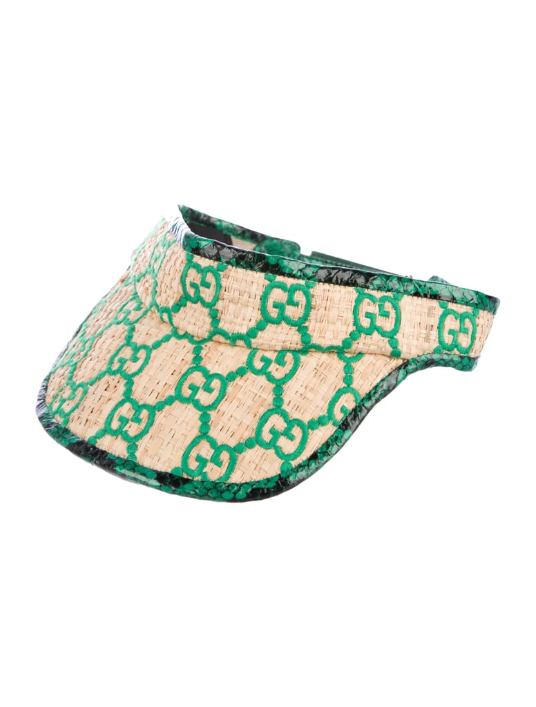 Gucci GG Snakeskin-Trim Visor