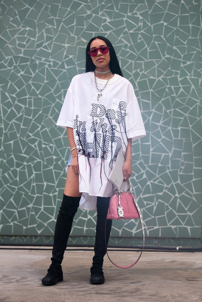 Rock an Oversize Tee and Over-the-Knee Boots For a Cool, Laid-Back Look