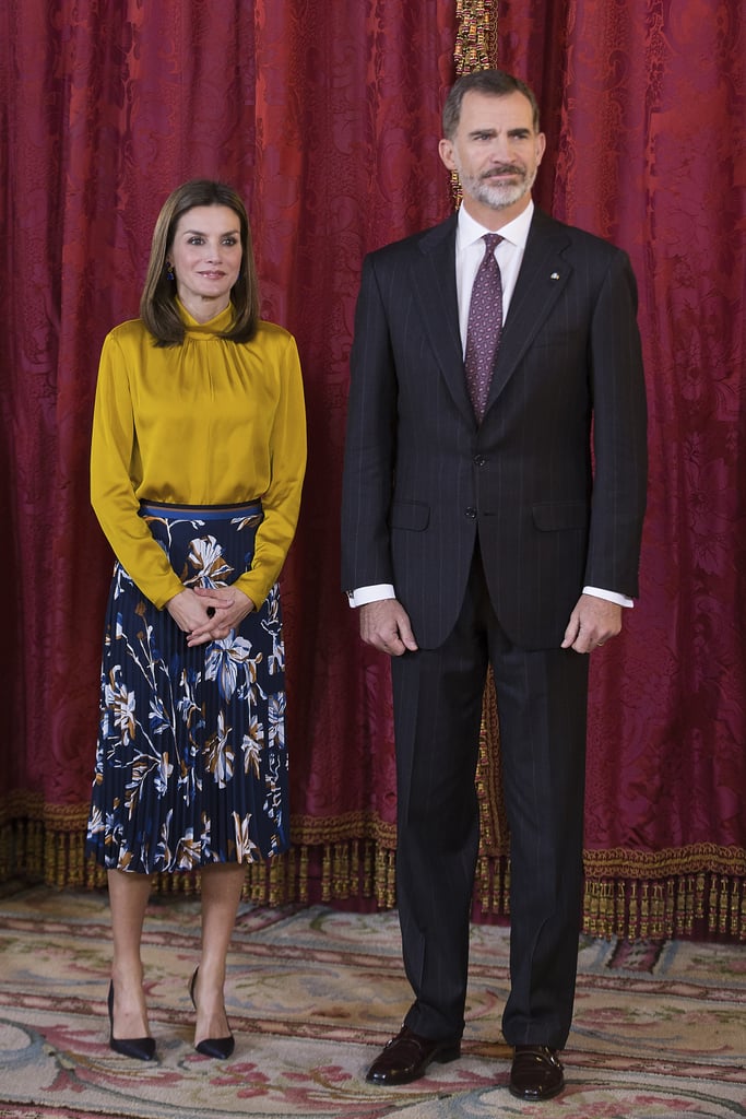 Queen Letizia Blue Floral Skirt