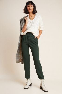 Sasha Button-Fly Tapered Trousers