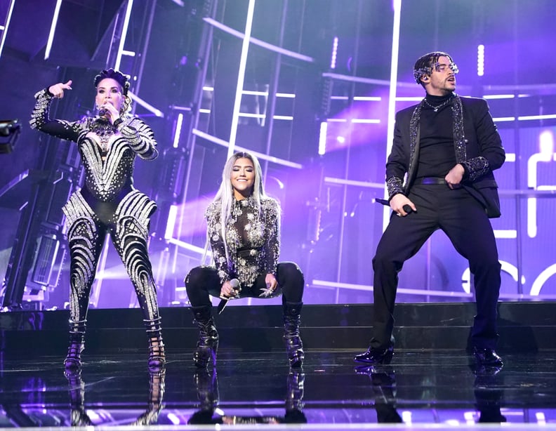 Ivy Queen, Nesi, and Bad Bunny at the 2020 Billboard Music Awards