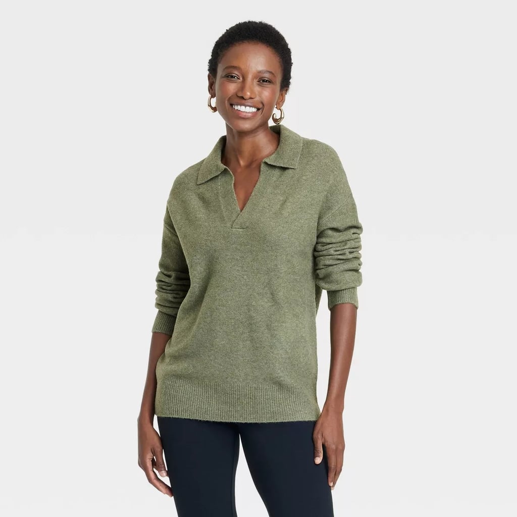 A New Day Women's Cozy Knit Polo Collar Pullover Sweater