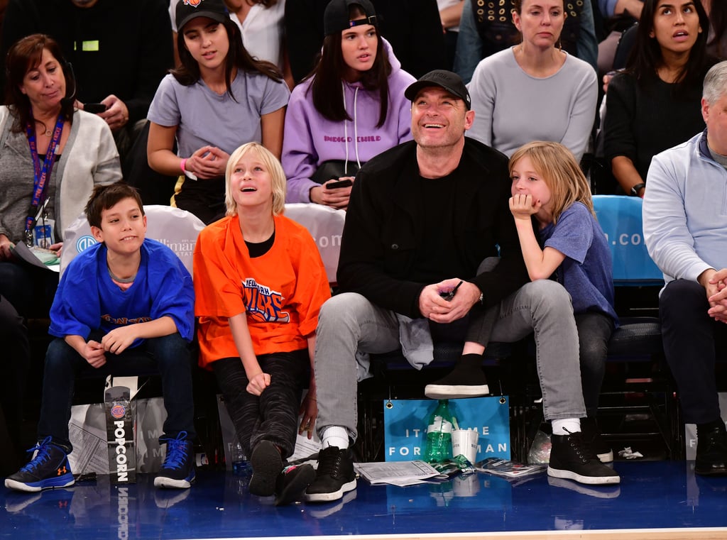 Liev Schreiber and His Sons at Basketball Game in NYC 2017
