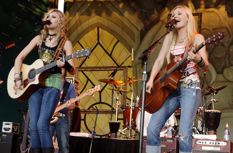 SANTA CLARA, CA - JULY 28: Alyson Michalka (L) and Amanda Michalka of Aly & AJ perform in support of their 