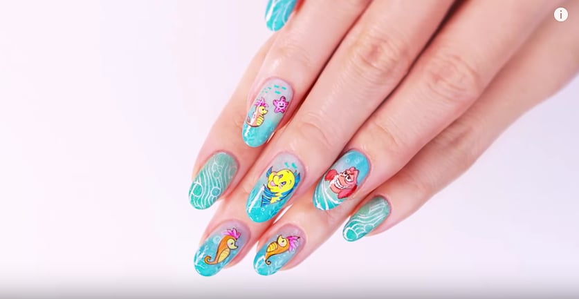 Little Mermaid Nail Art Diy Video Popsugar Beauty