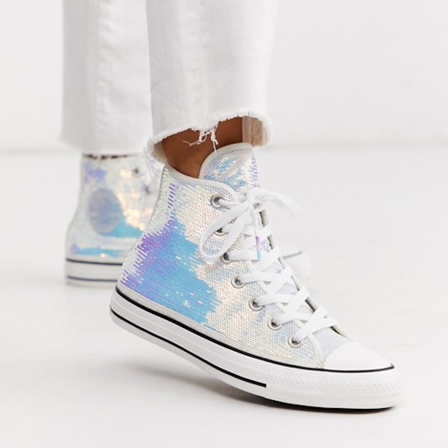 iridescent white converse
