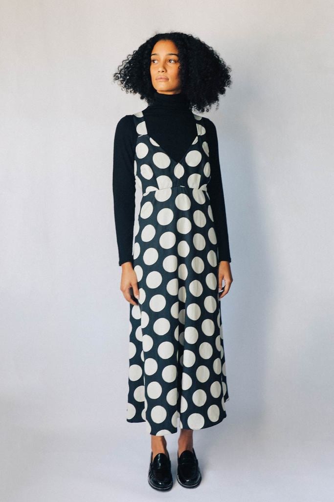 Hope for Flowers Black and Parchment Dots Slip Dress