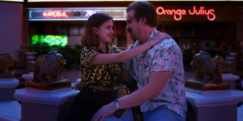 The flowery billabong top worn by Eleven (Millie Bobby Brown) in the series Stranger  Things (Season 4 Episode 9)