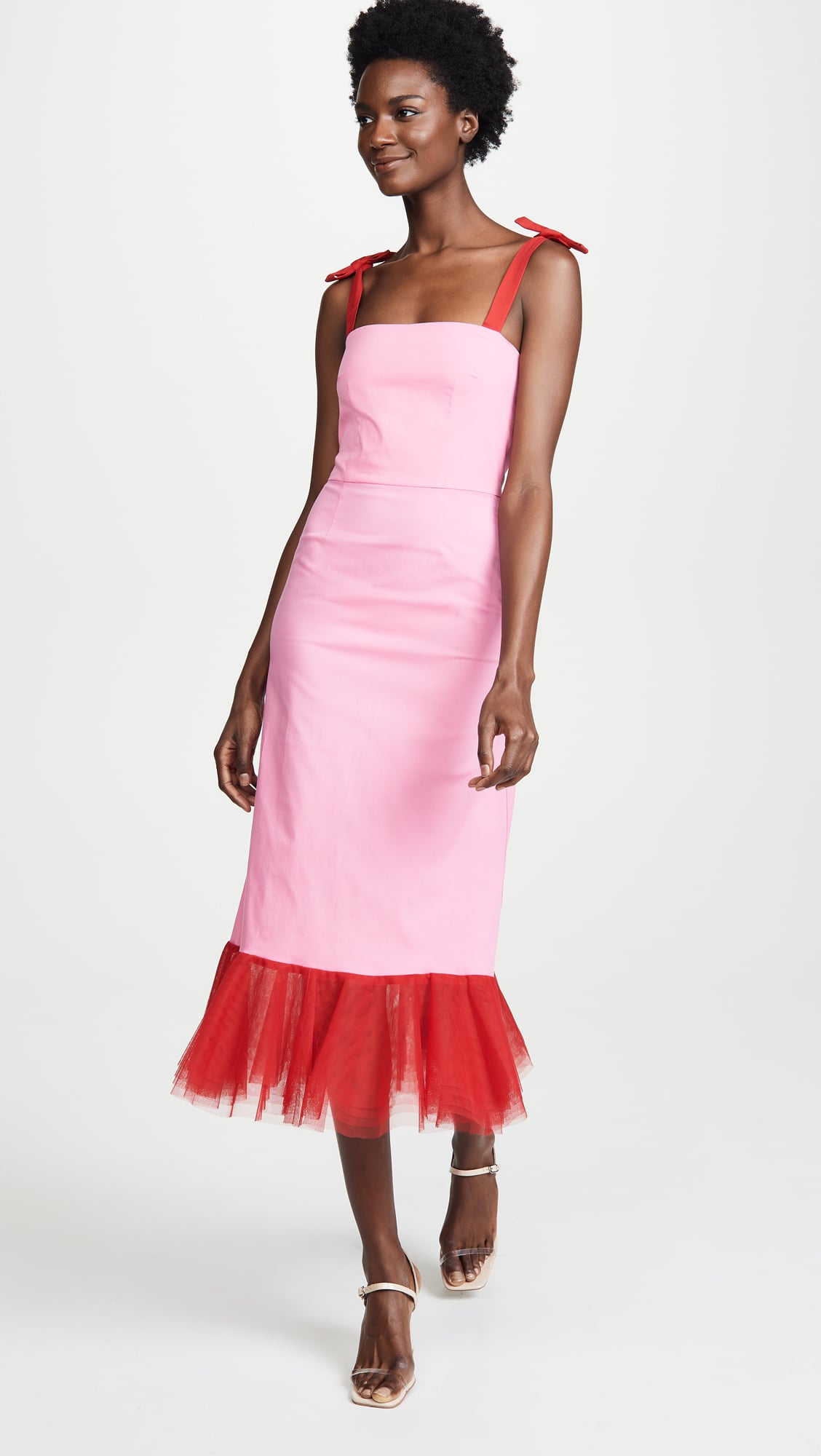 Staud pink on sale and red dress