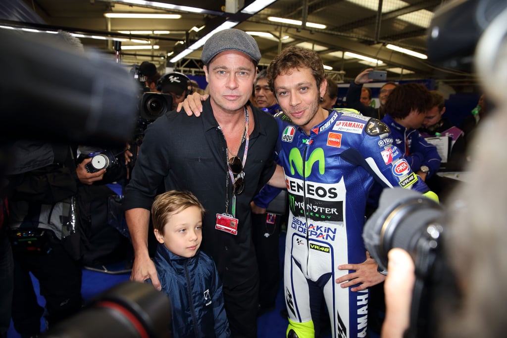 Brad Pitt and Knox at British Grand Prix 2015 Pictures