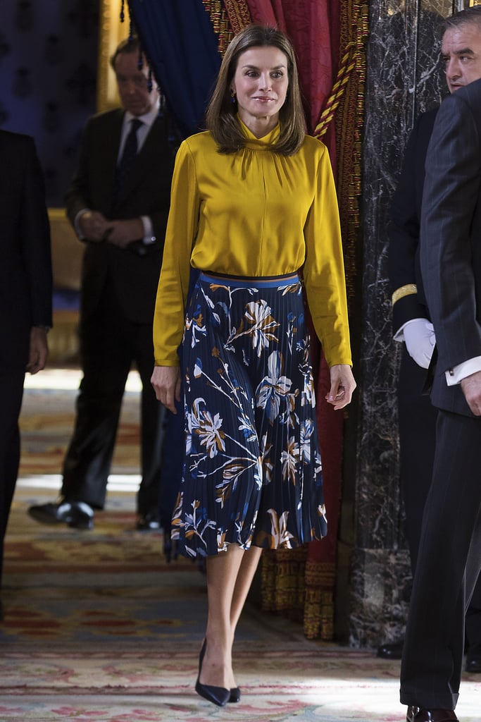 Queen Letizia Blue Floral Skirt