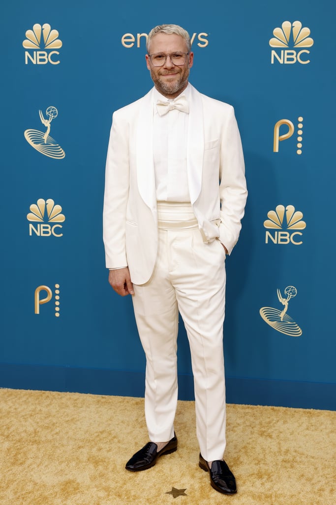 Seth Rogen in a White Brunello Cucinelli Tuxedo at the Emmys 2022