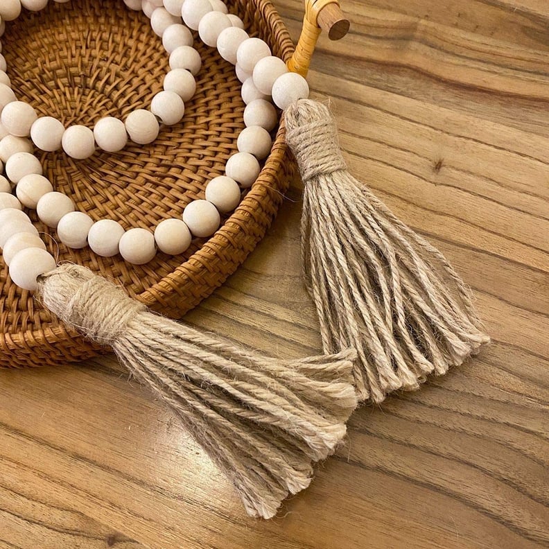 Coffee Table Beads: Wood Bead Garland With Tassels