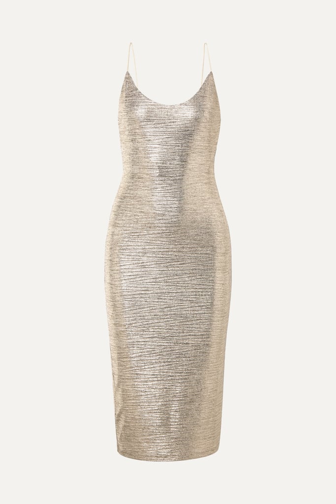 Alice + Olivia Delora Textured-Lamé Midi Dress