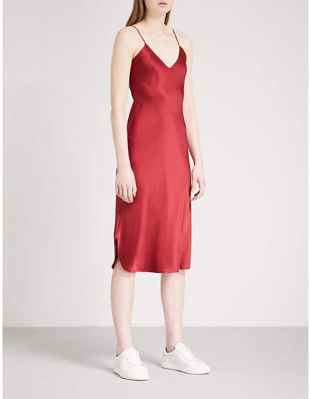 Nili Lotan Short silksatin slip dress Chrissy Teigen Red Slip Dress