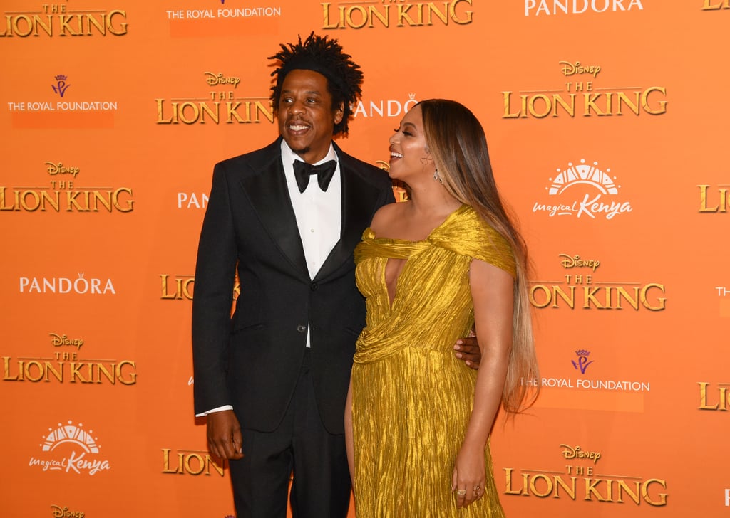 Pictured: JAY-Z and Beyoncé at The Lion King premiere in London
