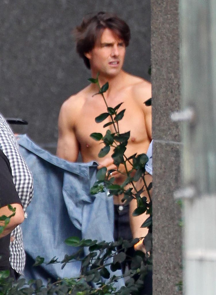 Tom Cruise shared a shirtless moment in LA while shooting an ad for ESPN with Cameron Diaz in June 2010.
