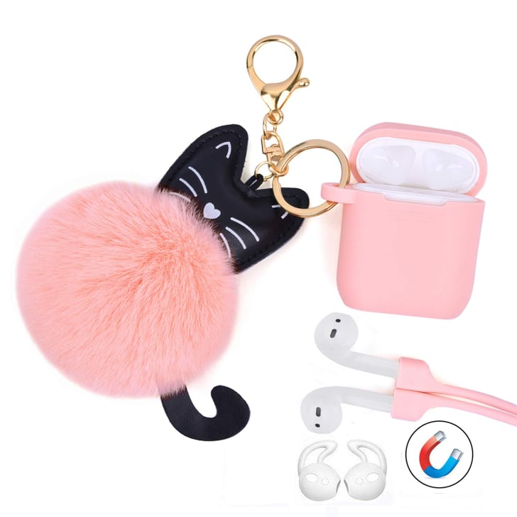 Airspo Silicone Case With Fur Ball Keychain | Cute AirPod Cases