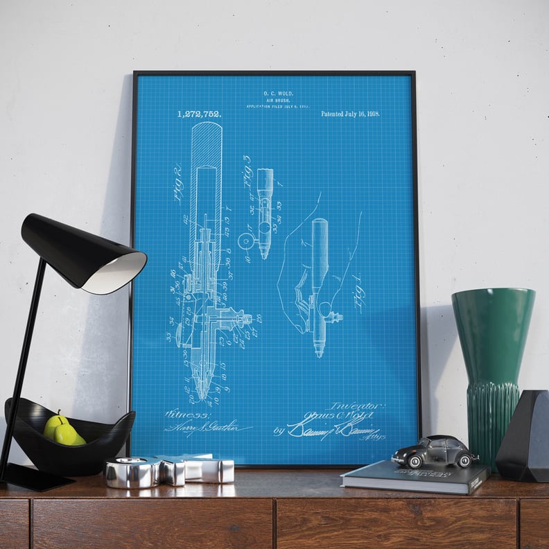 Blue Tattoo Brush Patent Poster