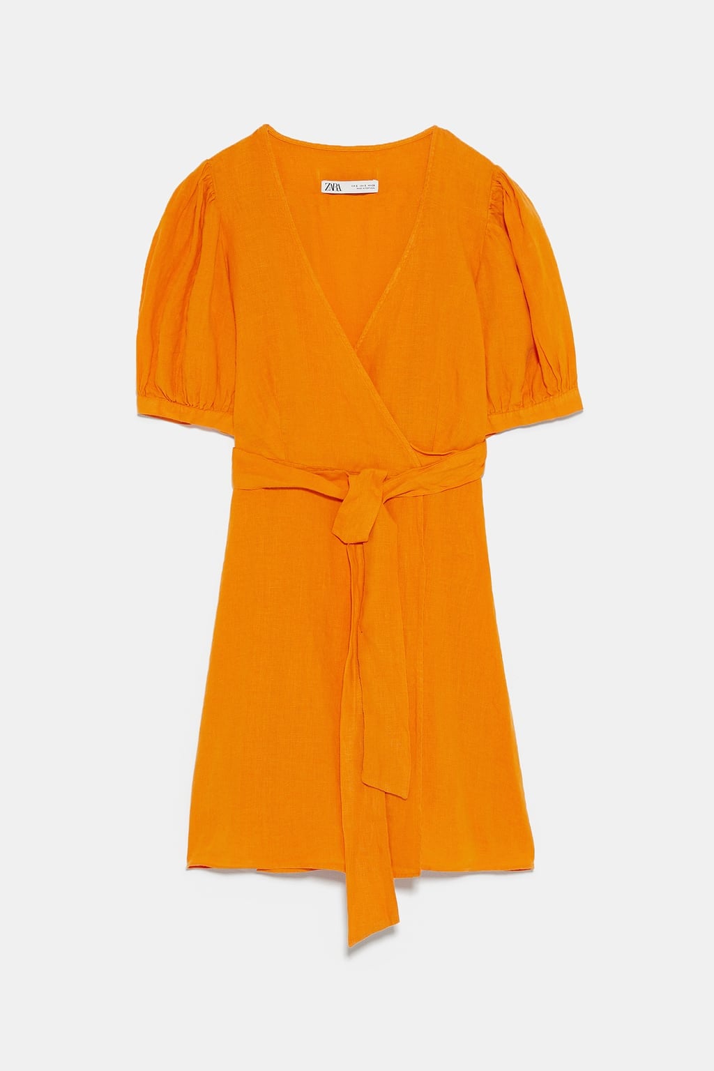 zara orange linen dress