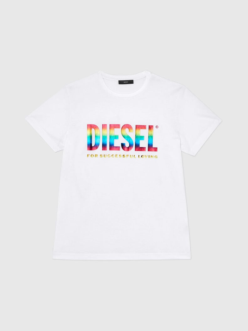 Diesel Cotton T-Shirt With Rainbow Logo