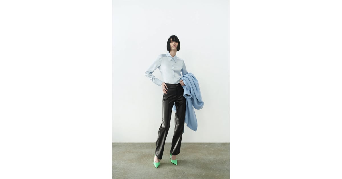 Women's Zara Leather pants, size 40 (Beige) | Emmy
