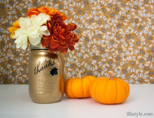 Golden Mason Jar Vase