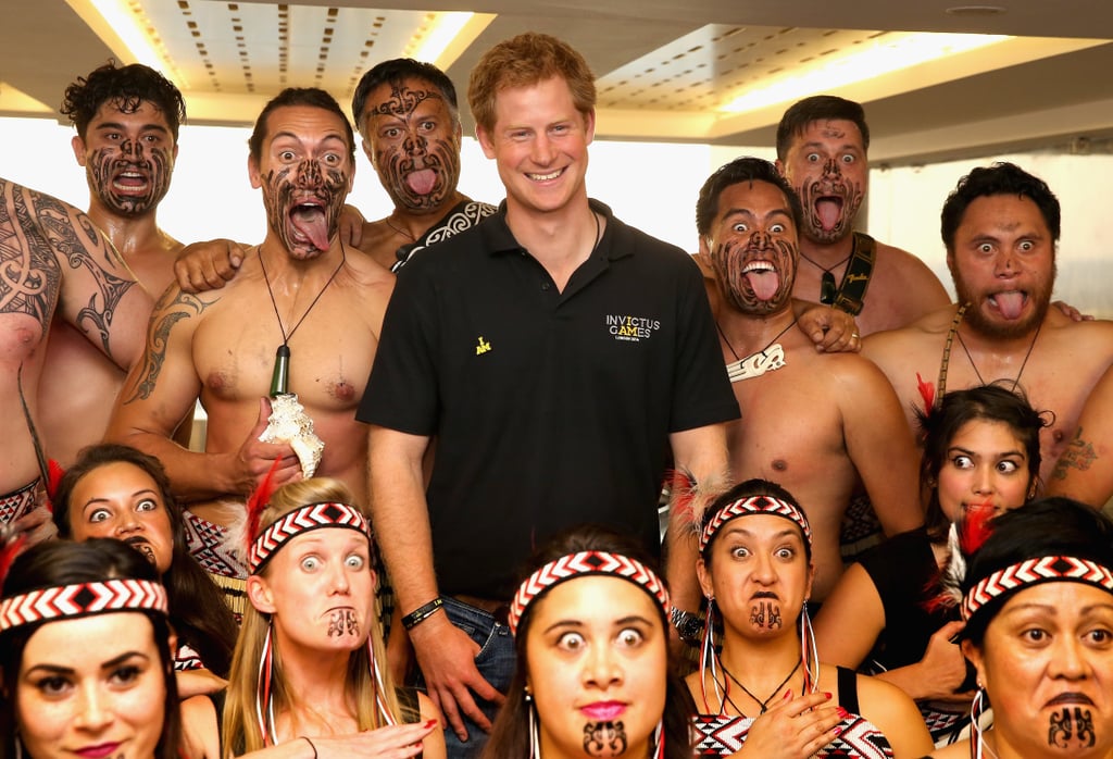 Prince Harry posed with the New Zealand Invictus Games team in London on Monday.