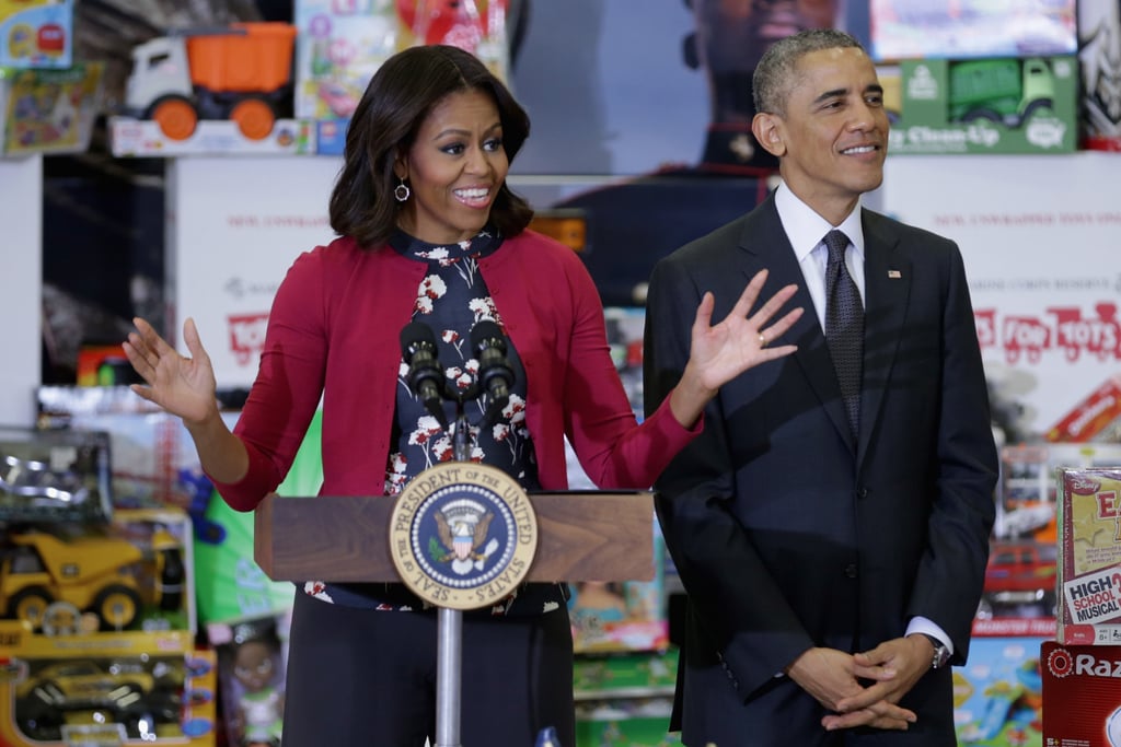 Obamas at the Marine Corps Toys For Tots Event 2014