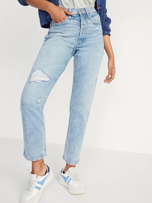 Old Navy Extra High-Waisted Button-Fly Curvy Sky-Hi Straight Jeans