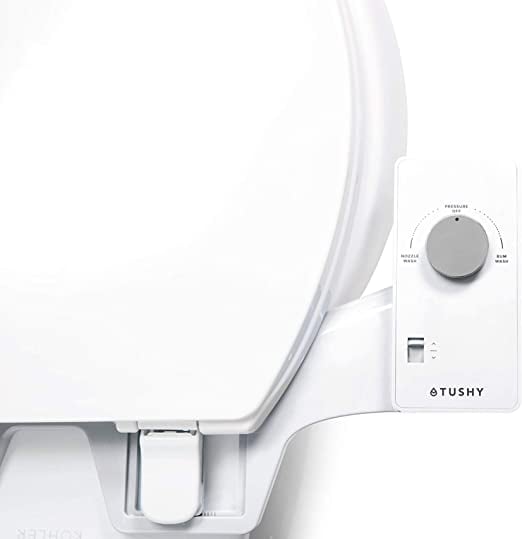 Tushy Classic Bidet Toilet-Seat Attachment (White/Silver Knob)