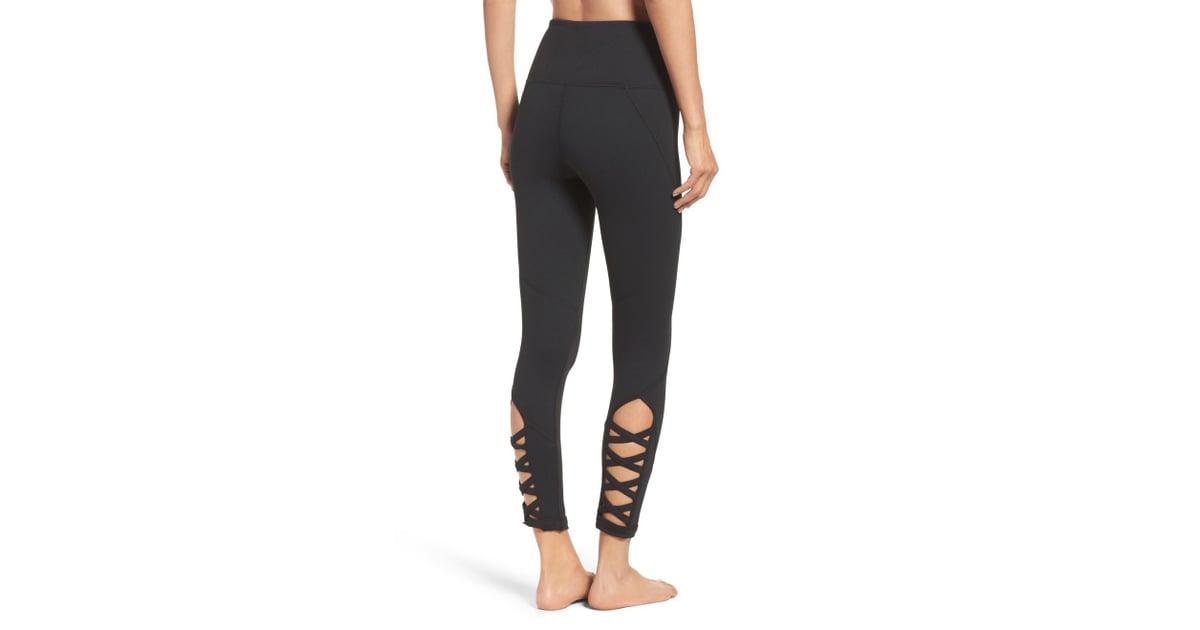 Zella High Waist Lattice Midi Leggings 
