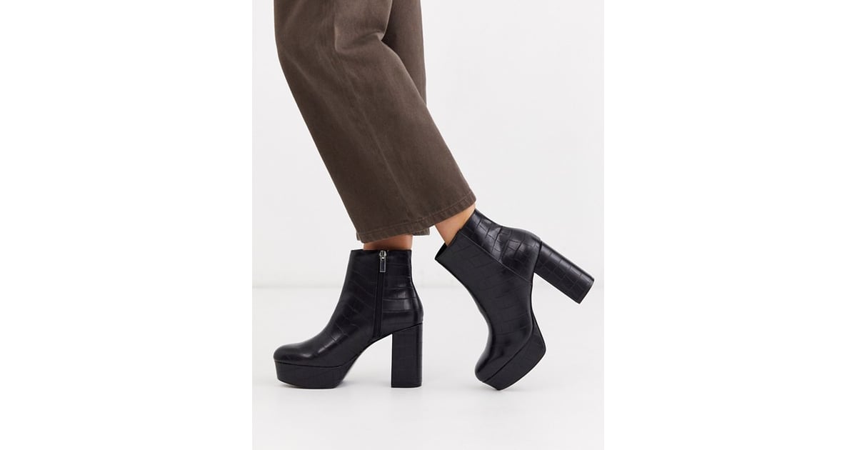 Platform Side-Zip Ankle Boots - Black