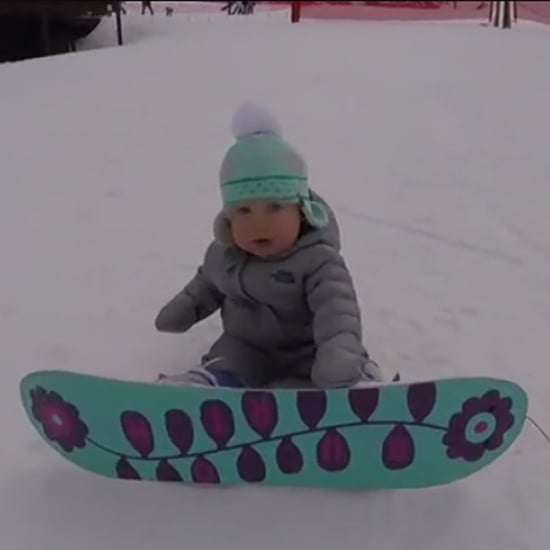 Toddler Snowboarding For the First Time