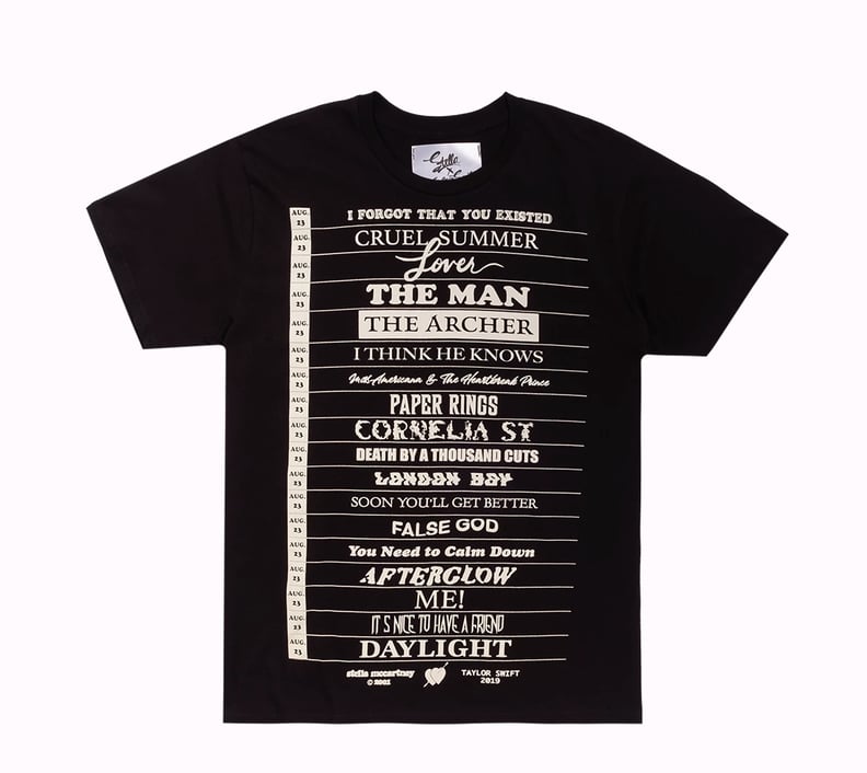 Stella x Taylor Swift Black Tee With Tracklist Design