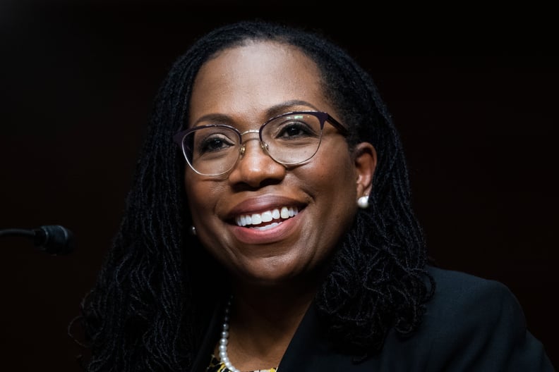 WASHINGTON, DC - APRIL 28: Ketanji Brown Jackson, nominee to be U.S. Circuit Judge for the District of Columbia Circuit, testifies during her Senate Judiciary Committee confirmation hearing in Dirksen Senate Office Building on April 28, 2021 in Washington