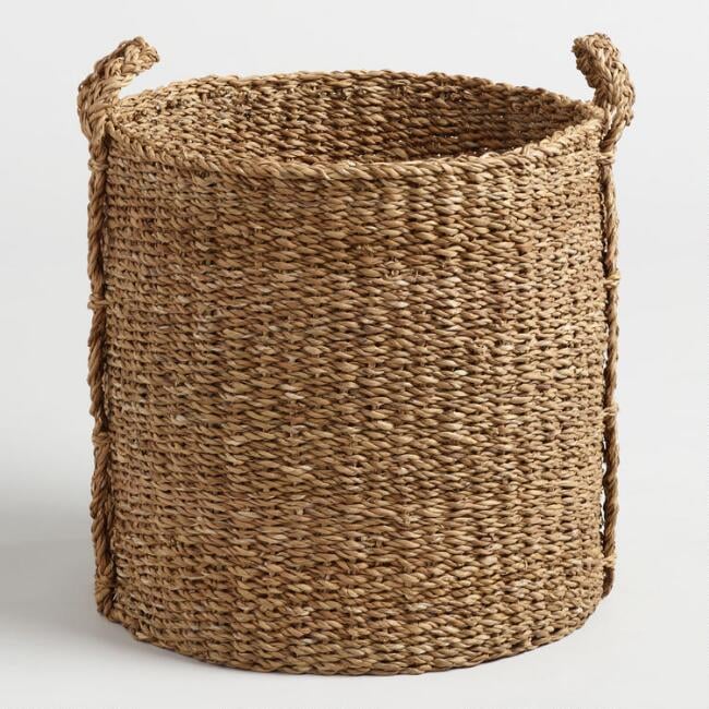 Large Natural Seagrass Jade Tote Basket