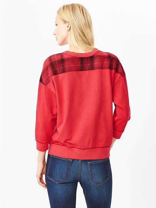 Gap Plaid Panel Cocoon Sweatshirt